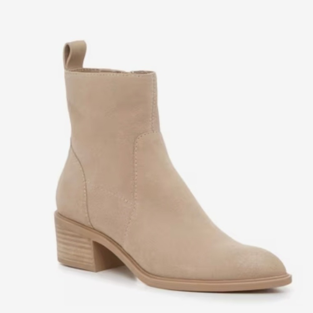 NEW Dolce Vita Bryson Leather Bootie in Light Taupe Beige  size 9.5 Wide‎